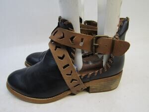 Musse And Cloud Womens Size 39 EUR Blue Brown Leather Ankle Fashion Boots Bootie